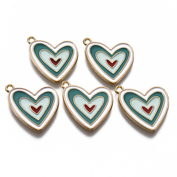 

PandaHall Alloy Enamel Pendants, Light Gold, Cadmium Free & Nickel Free & Lead Free, Heart, White, 23x18x1.5mm, Hole: 1.6mm Alloy+Enamel...
