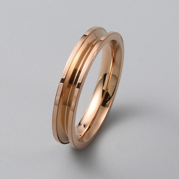 

PandaHall Titanium Steel Grooved Finger Ring Settings, Ring Core Blank, for Inlay Ring Jewelry Making, Rose Gold, Inner Diameter: 18mm, Slot...