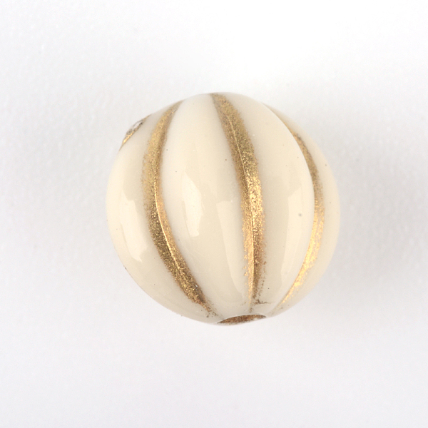 

PandaHall Round Plating Acrylic Beads, Golden Metal Enlaced, Beige, 8x8mm, Hole: 1mm, about 2090pcs/500g Acrylic Round Yellow