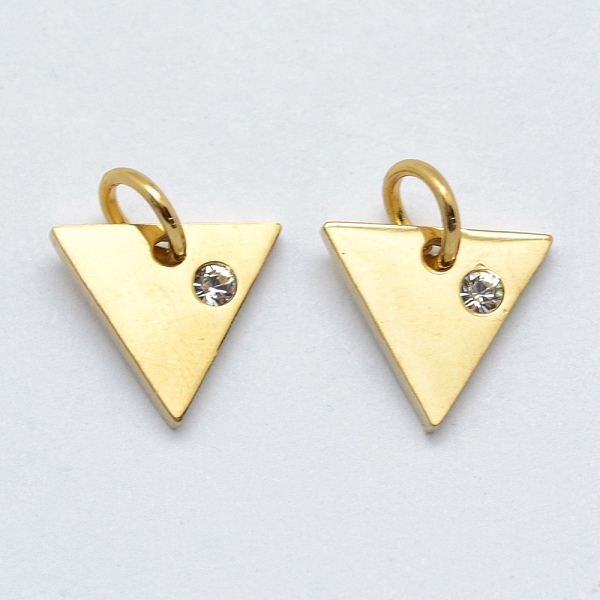 

PandaHall 316 Surgical Stainless Steel Pendants, with Cubic Zirconia, Triangle, Clear, Real 18K Gold Plated, 9.5x10.5x2mm, Hole: 3mm...