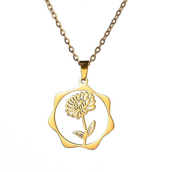 

PandaHall Stainless Steel Pendant Necklace, Golden, November Chrysanthemum, 16.14~19.69 inch(41~50cm) Stainless Steel November...