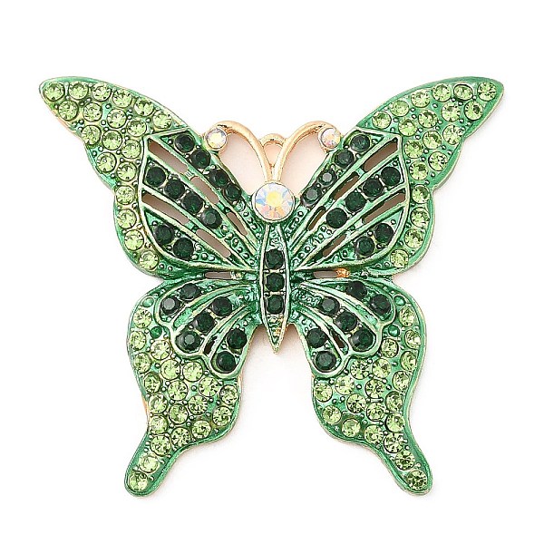 

PandaHall Zinc Alloy Pendants, with Rhinestone, Butterfly, Olivine, 45x49x4.5mm, Hole: 1.6mm Alloy+Rhinestone Green