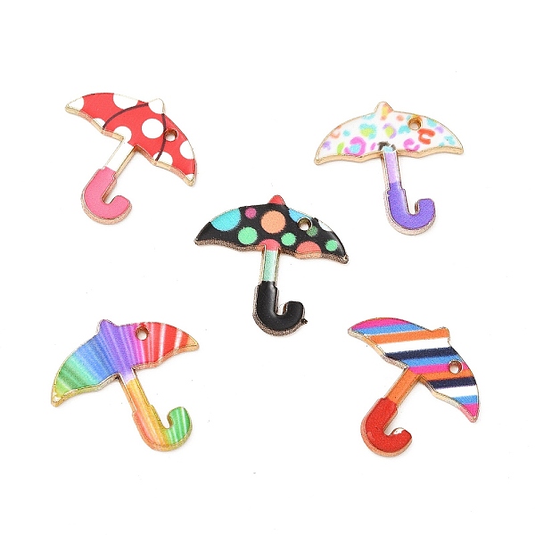 

PandaHall Alloy Enamel Pendants, Cadmium Free & Nickel Free & Lead Free, Golden, Umbrella Charm, Mixed Color, 20.5x21x1.5mm, Hole: 1mm..., Multicolor