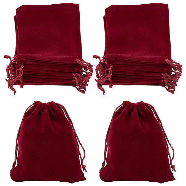 

PandaHall Beebeecraft 20Pcs Rectangle Velvet Drawstring Pouches, Candy Gift Bags Christmas Party Wedding Favors Bags, Dark Red, 12x10cm...