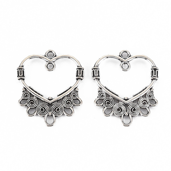 

PandaHall Tibetan Style Alloy Chandelier Component Links, Cadmium Free & Lead Free, Heart, Antique Silver, 30x25x2.5mm, Hole: 2mm, about...