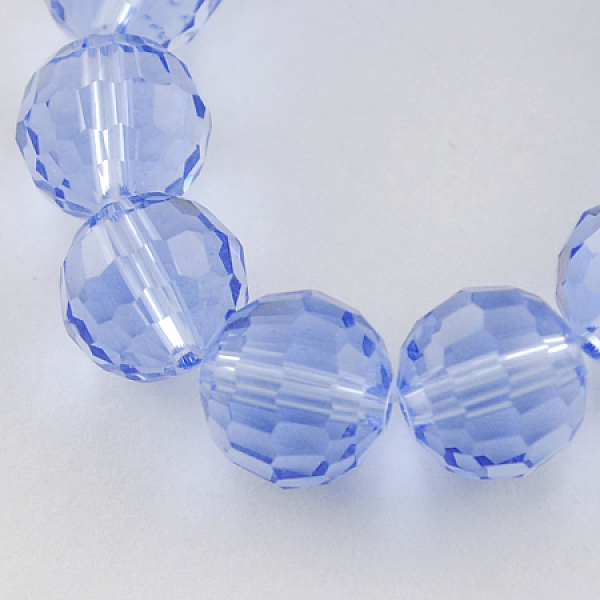 

PandaHall Transparent Glass Bead Strands, Faceted, Round, Cornflower Blue, 6mm, Hole: 1mm, about 72pcs/strand, 15 inch Glass Round Blue