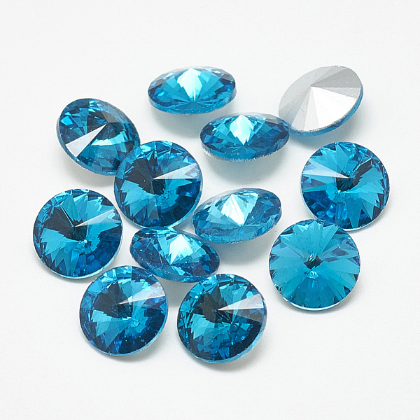 

PandaHall Pointed Back Glass Rhinestone Cabochons, Rivoli Rhinestone, Back Plated, Faceted, Cone, Aquamarine, 6x3mm Glass Rhinestone Cone..., Cyan