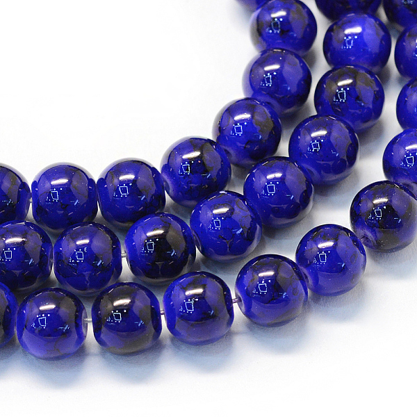 

PandaHall Baking Painted Glass Round Bead Strands, Medium Blue, 8.5~9mm, Hole: 1.5mm, about 100~105pcs/strand, 31.8 inch Glass Round Blue