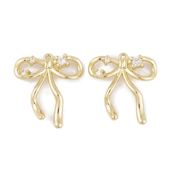 

PandaHall Brass Micro Pave Clear Cubic Zirconia Pendants, Long-Lasting Plated, Bowknot Charms, Real 14K Gold Plated, 20.5x18.5x4.5mm, Hole...