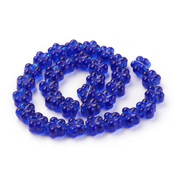 

PandaHall Handmade Lampwork Beads Strands, Plum Blossom, Medium Blue, 13.5x8.5~9mm, Hole: 1.2mm, about 32pcs/strand, 16.53 inch(42cm)...