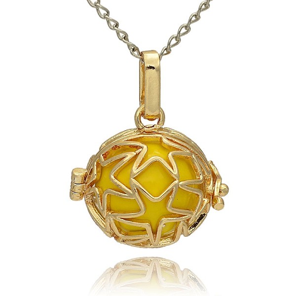 

PandaHall Golden Tone Brass Hollow Round Cage Pendants, with No Hole Spray Painted Brass Ball Beads, Gold, 23x24x18mm, Hole: 3x8mm Brass...