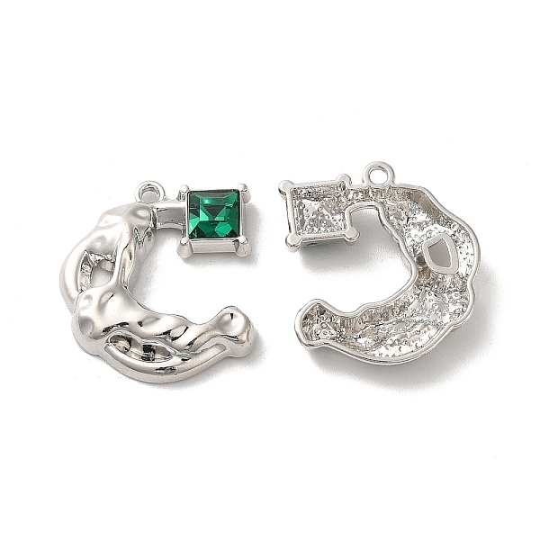 

PandaHall Alloy Pendant, with Glass, Platinum, Lead Free & Cadmium Free, Moon Charm, Green, 23x20x4mm, Hole: 1.6mm Alloy+Glass Moon Green