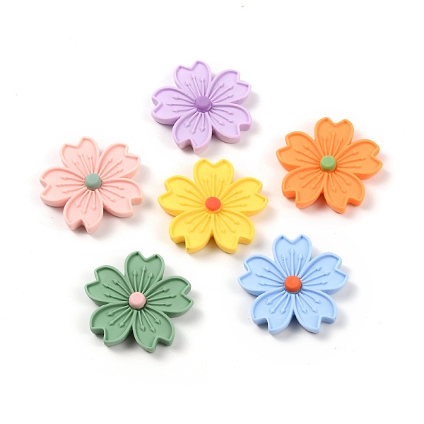 

PandaHall Resin Cabochons, Sukura, Mixed Color, 30x6mm Resin Flower Multicolor