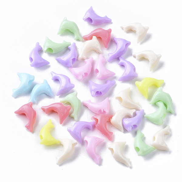 

PandaHall Opaque Polystyrene(PS) Plastic European Beads, Large Hole Beads, Dolphin, Mixed Color, 10x13x5.5mm, Hole: 4mm, about 2000pcs/500g..., Multicolor