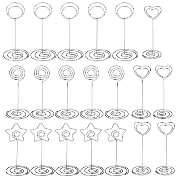PandaHall 20Pcs 4 Style Carbon Steel Name Card Holder, Photo Memo Holders, with Swirl Wire Clip, for Desktop, Party Decoration, Star &...
