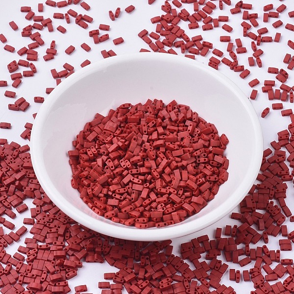 

PandaHall MIYUKI Half TILA Beads, Japanese Seed Beads, 2 Hole, (HTL2040) Matte Metallic Brick Red, 5x2.3x1.9mm, Hole: 0.8mm, about...
