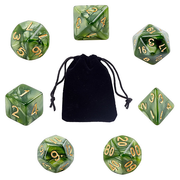 PandaHall GORGECRAFT 7 Piece Polyhedral DND Dice Set with Pouch for D & D RPG Dungeon and Dragons Table Board Roll Playing Games (Sea Green)...