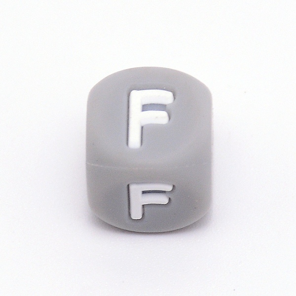 

PandaHall Silicone Alphabet Beads for Bracelet or Necklace Making, Letter Style, Gray Cube, Letter.F, 12x12x12mm, Hole: 3mm Silicone Letter...