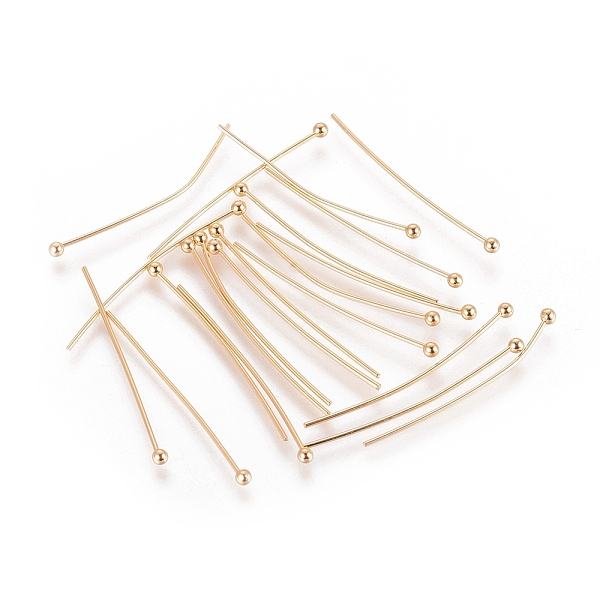 

PandaHall Brass Ball Head Pins, Real 18K Gold Plated, 30x0.6mm, 23 Gauge, Head: 2mm Brass