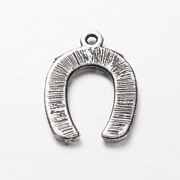 

PandaHall Tibetan Style Alloy Horseshoe Pendants, Cadmium Free & Lead Free, Antique Silver, 15.5x11.5x1mm, Hole: 1mm, about 2320pcs/1000g...