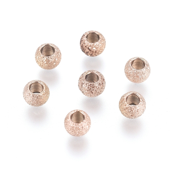 

PandaHall Ion Plating(IP) 304 Stainless Steel Textured Spacer Beads, Round, Rose Gold, 3x2mm, Hole: 1.5mm 304 Stainless Steel Round