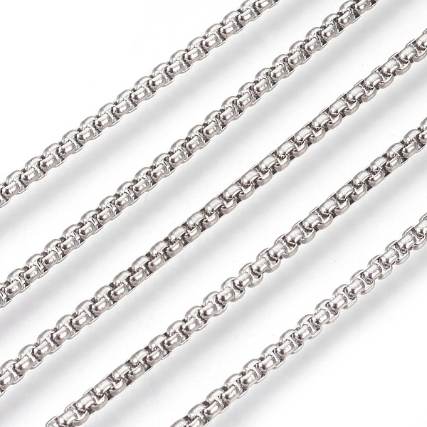

PandaHall 3.28 Feet 304 Stainless Steel Box Chains, Unwelded, Stainless Steel Color, 2.5mm 304 Stainless Steel