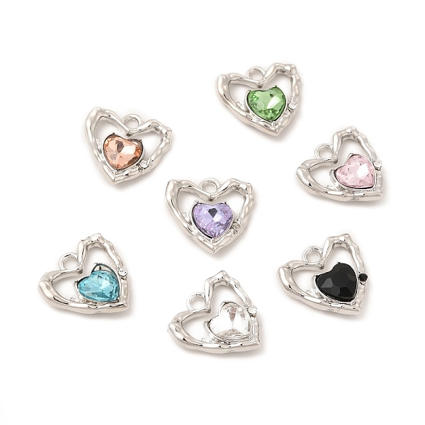 

PandaHall Rack Plating Alloy Pendants, with Mixed Color Glass, Heart Charms, Cadmium Free & Nickel Free & Lead Free, Platinum, 18.5x19.5x5mm..., Multicolor