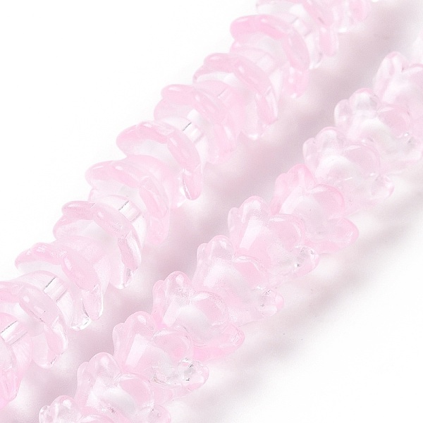 

PandaHall Transparent Glass Beads Strands, Flower, Pearl Pink, 11~12x7.5~8mm, Hole: 1.4mm, about 50pcs/strand, 11.42''(29cm) Glass Flower