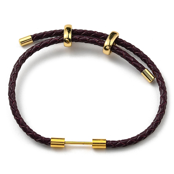 

PandaHall Brass Column Bar Link Bracelet with Leather Cords, Adjustable Bracelet for Women, Coconut Brown, Inner Diameter: 5/8~3 inch...