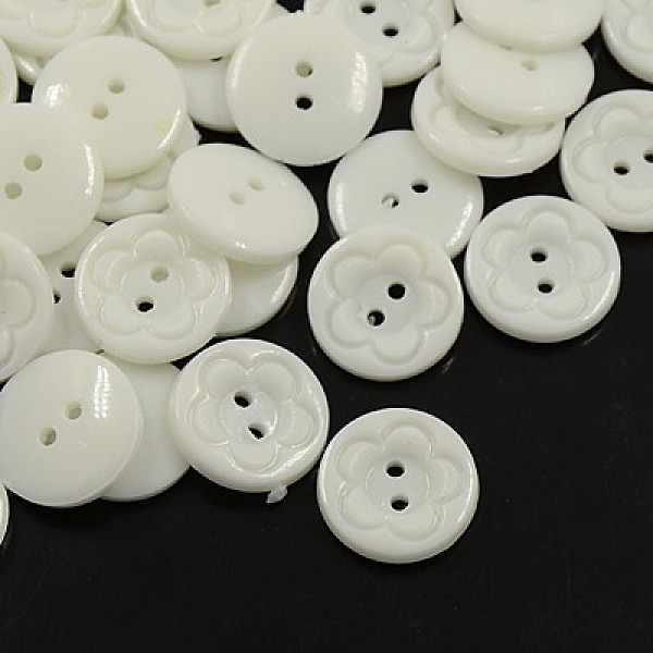 

PandaHall Acrylic Sewing Buttons for Clothes Design, Plastic Buttons, 2-Hole, Dyed, Flat Round with Flower Pattern, White, 16x3mm, Hole: 1mm...