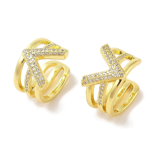 

PandaHall Brass Micro Pave Clear Cubic Zirconia Cuff Earrings for Women, V-Shaped, Real 18K Gold Plated, 19x12mm Cubic Zirconia Letter V...