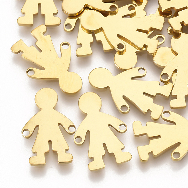

PandaHall 201 Stainless Steel Links connectors, Laser Cut Links, Boy, Golden, 17x11x1mm, Hole: 1.4mm 201 Stainless Steel Human