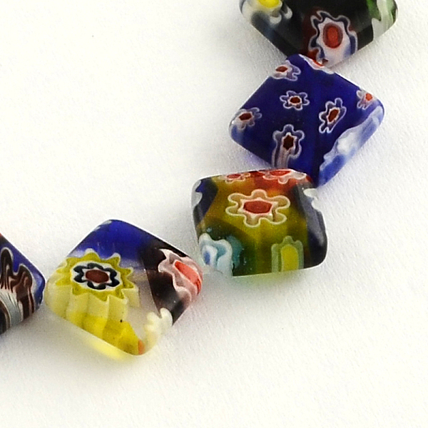

PandaHall Rhombus Handmade Millefiori Glass Beads Strands, Mixed Color, 12x12x4mm, Hole: 1mm, about 26pcs/strand, 11.4 inch Millefiori..., Multicolor