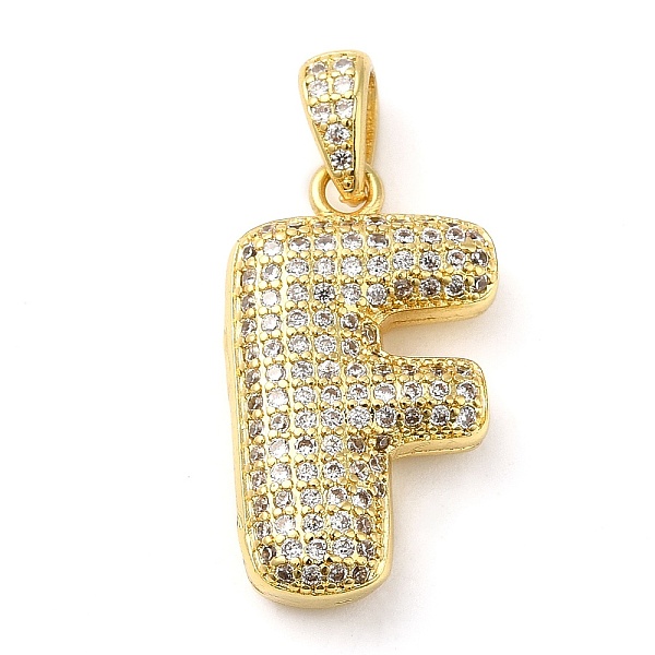 

PandaHall Brass Micro Pave Cubic Zirconia Pendants, Cadmium Free & Lead Free, Long-Lasting Plated, Real 18K Gold Plated, Letter F..., Clear