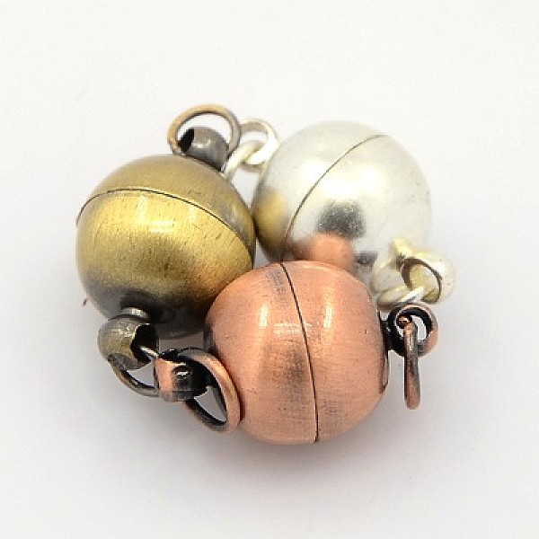 

PandaHall Brass Magnetic Clasps with Loops, Lead Free, Cadmium Free and Nickel Free, Oval, Mixed Color, 17x10mm, Hole: 3mm Brass Oval
