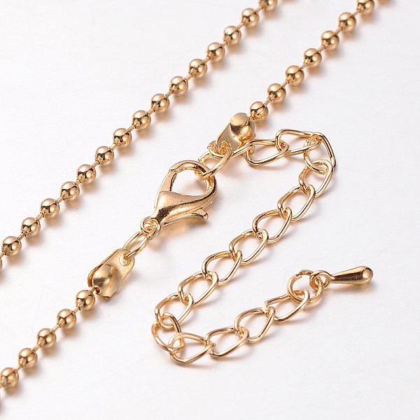 

PandaHall Iron Ball Chain Necklace Making, with Alloy Lobster Claw Clasps and Iron End Chains, Light Gold, 30.3 inch Iron