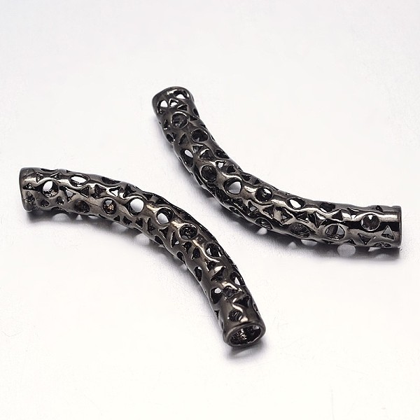

PandaHall Hollow Curved Rack Plating Brass Tube Beads, Gunmetal, 42x6mm, Hole: 3mm Brass Tube