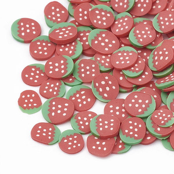 

PandaHall Handmade Polymer Clay Nail Art Decoration, Fashion Nail Care, No Hole, Fruit, Strawberry, Indian Red, 4~7x4~6x0.1~3mm Polymer Clay...