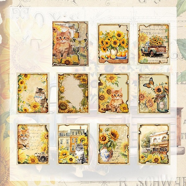 

PandaHall 30 Sheets Time Wanderer Series Scrapbooking Paper Pads, Collage Background Paper, Yellow, 140x110mm Paper Rectangle Yellow