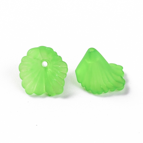 

PandaHall Frosted Acrylic Bead Caps, Flower, Lime Green, 12x12x9mm, Hole: 1.2mm, about 1700pcs/500g Acrylic