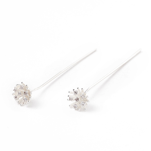 

PandaHall Brass Micro Pave Clear Cubic Zirconia Flower Head Pins, Silver, 50mm, Pin: 21 Gauge(0.7mm) Brass Clear