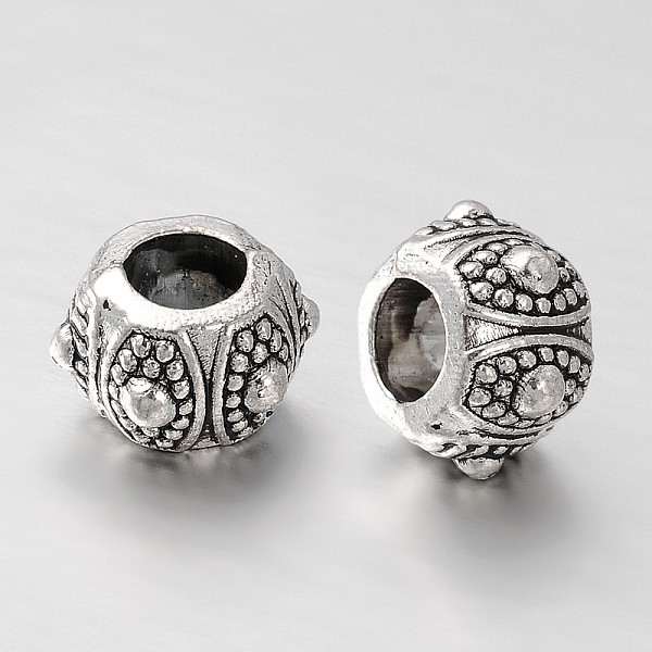 

PandaHall Carved Rondelle Alloy European Beads, Large Hole Beads, Antique Silver, 11x7mm, Hole: 5mm Alloy Rondelle