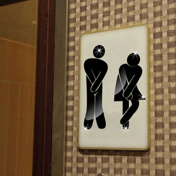 

PandaHall 3D Plastic Self-Adhesive Man & Woman Pattern Mirror WC Sign, Crossed leg DIY Decal for Toilet, Bathroom, Black...