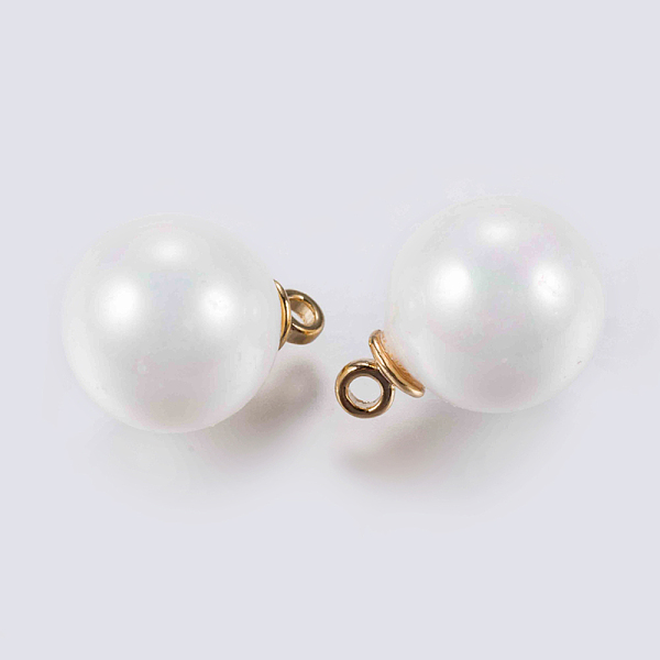 

PandaHall Acrylic Pearl Beads Charms, with Brass Findings, Long-Lasting Plated, Real 18K Gold Plated, White, 14.5x10.5mm, Hole: 1mm...