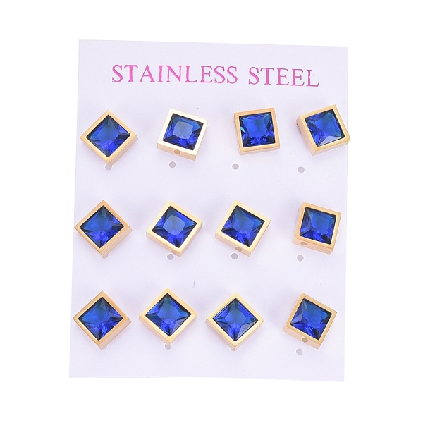 

PandaHall Cubic Zirconia Stud Earrings, with 304 Stainless Steel Findings, Square/Rhombus, Mixed Color, 12.2x12.2mm, Pin: 0.6mm, 6pairs/card..., Multicolor