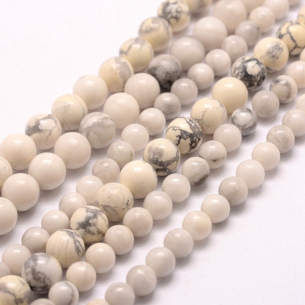 

PandaHall Natural Howlite Beads Strands, Round, 4~4.5mm, Hole: 1mm, about 95pcs/strand, 15.75 inch(40cm) Howlite Round