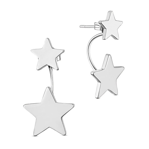 

PandaHall SHEGRACE Brass Stud Earrings, Star, Platinum, 21.7mm Brass