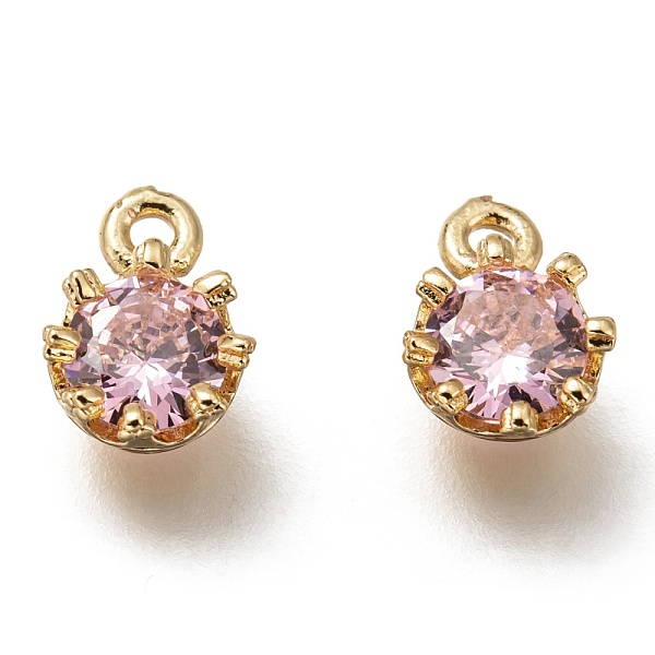 

PandaHall Brass Micro Pave Cubic Zirconia Charms, Flower, Golden, Pearl Pink, 9x6.5x4mm, Hole: 1.2mm Brass+Cubic Zirconia Flower