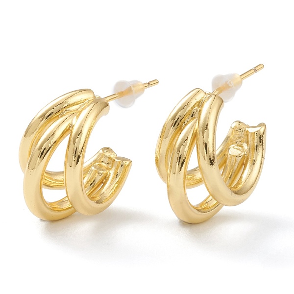 

PandaHall Brass Half Hoop Earrings, Split Earrings, with Steel Pin and Plastic Ear Nuts, Long-Lasting Plated, Real 18K Gold Plated, 16x11mm...