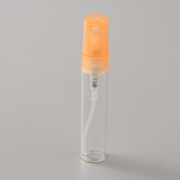 

PandaHall Transparent Glass Spray Bottles, Fine Mist Atomizer, with Plastic Dust Cap, Refillable Bottle, Column, Orange, 1.4x7.9cm, Capacity...